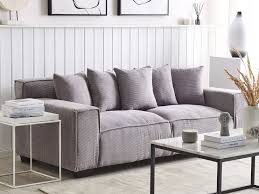 Here we present you with the cord sofa bed kept in a classic modern st. 3 Sitzer Sofa Cord Hellgrau Viskan Beliani De