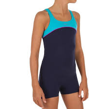 Maillot De Bain De Natation Fille Une Piece Tais Shorty Bleu Nabaiji Decathlon