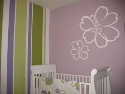The stripes can be horizontal to balance out high in the ceiling, but you can also use vertical stripes to visually increase your walls. Beautiful Purple Wood Simple Design Baby Girl Nursery Painting Ideas Purple Room White Wood Crib Girls Room Paint Nursery Wall Decor Girl Girl Bedroom Designs