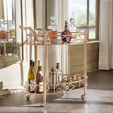 Black And Gold Bar Cart Metropolitan Rose Gold Metal Mobile Bar Cart With Black Glass Top By Inspire Q Bold With Images Gold Bar Cart