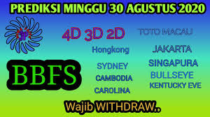 Prediksi 30 Agustus 2020 Bbfs Angka Main Jitu Toto Macau Hk Sd Sgp Jakarta 4d 3d 2d Youtube