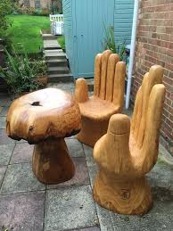 Oak Pair Of Hand Chairs And Oak Mushroom Table Carved Furniture Cool Woodworking Projects Wood Projects