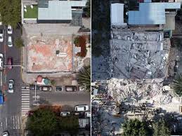 Y reubíquelos o asegúrelos de manera evite detenerse cerca o debajo de edificios, árboles, puentes o cables eléctricos. Estas Impactantes Fotos Aereas Muestran El Antes Y Despues De Edificios Caidos En El Terremoto Del 19s