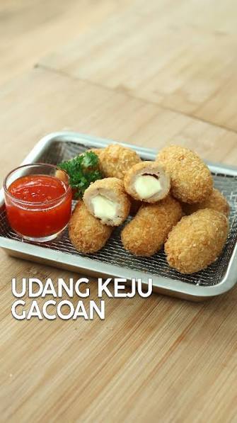 Resep Udang Keju (untuk 20 pcs), Bahan:, 300 gr paha ayam filet, 150 gr udang, 2 siung bawang putih, 15 gr tepung roti putih, 1 sdt baking powder, 1 sdm bawang merah goreng, 1 sdm maizena, 30 ml air, ...