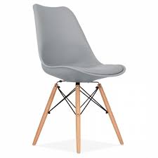 White wishbone scandinavian lounge modern plastic dining chair with wooden legs. Cool Grey Soft Pad Dining Chair With Dsw Style Natural Wood Legs Cult Uk