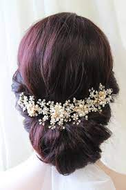 Gold Freshwater Pearl Wedding Hair Vine Bridal Back Etsy Wedding Hair Head Piece Hair Vine Wedding Wedding Hairstyles