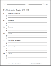 Dr Martin Luther King Blank Biography Outline Worksheet Free To Print Pdf File Martin Luther King Worksheets Martin Luther King Martin Luther