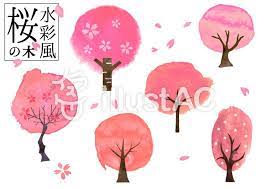 無料素材 水彩風の春イラスト 春 桜の木 桜 和風 design デザイン おしゃれ 卒業式 入学式 卒園式 アルバム 入園式 桜イラスト 卒業 イラスト イラスト