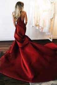 The bride in this dress looks very impressive, because the dress emphasizes the dignity of all shapes. Mermaid Backless Sweetheart Long Red Wedding Dress