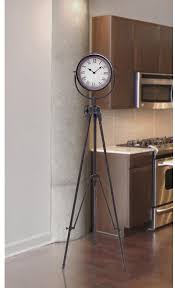 Adjustable Tripod Legs Clock Type Floor Clock Display Type Analog Decor Type Clock Color Family Browns Tan Apartment Design Metal Floor Unique Clocks