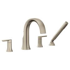 The showerhead is a combination rainshower and handshower featuring moens innovative magnetix technology on the handshower. Moen Ts984bn Doux Widespread Deck Mounted Roman Build Com