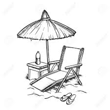 How to draw a beach chair. Beach Chair With Straw Umbrella Monochrome Vector Deck Chair Royalty Free Cliparts Vectors And Stock Illustration Image 133210338