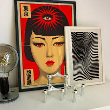Japanese Woman Portrait: Vintage Tokyo Exhibition Poster, Pulp Art Style