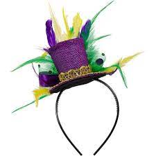 Mini Mardi Gras Glitter Top Hat Headband W Feathers 26609mgaj Mardi Gras Hats Mardi Gras Wedding Mardi Gras