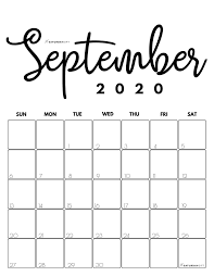 Cute Free Printable September 2021 Calendar Saturdaygift In 2020 September Calendar Calendar Printables Calendar