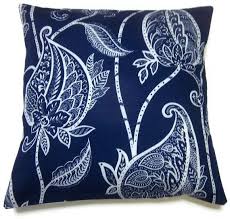 Two Navy Blue White Pillow Covers Decorative Modern Leaf Design Toss Throw Accent Covers 16 Inch White Pillow Covers White Decorative Pillows Blue And White
