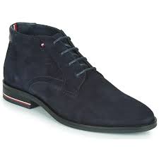 Elevate your look with the latest tommy hilfiger men's shoes. Tommy Hilfiger Signature Hilfiger Suede Boot Blue Fast Delivery Spartoo Europe Shoes Mid Boots Men 119 92