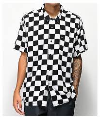 Obey Prospect Black White Checkered Woven Button Up Shirt Zumiez Black And White Man Black And White Shirt Checkered Shirt Outfit