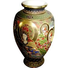 Exceptional Satsuma Vase With Applied Gold Halos Around Ahrats And Hand Painted Moriage In This Size Rare Line State Antiques On R Satsuma Vase Vase Satsuma