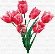 Fits a 8 inch embroidery hoop (14 count). Cross Stitch Tulips 1 Xstitch Chart Design Cross Stitch Flowers Cross Stitch Patterns Cross Stitch