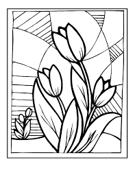 Stained Glass Coloring Pages For Adults Glass Painting Designs Flower Coloring Pages Spring Coloring Pages