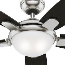 The contempo ceiling fan is the perfect fixture to cool your space in the summer and warm it in the winter, delivering a natural breeze effect. Hunter 59476 Brushed Nickel Contempo 54 5 Blade Led Ceiling Fan With Remote Control Lightingdirect Com