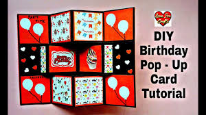 Slide your finger into each cut and push up the section of construction paper between the 2 cuts. Diy Birthday Pop Up Card Handmade Birthday Greeting Card Youtube