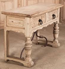 Vintage Rustic Spanish Stripped And Cerused Oak Console Sofa Table Sale Sofa Table Sale Table Oak Consoles