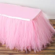 14ft Pink Rose Quartz 4 Layer Tulle Tutu Pleated Table Skirts Tulle Table Skirt Tutu Table Skirt Tulle Table