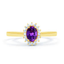 Going with an amethyst engagement ring says something special. 18ct Yellow Gold Amethyst Diamond Halo Engagement Ring 0 16ct 2mm Diamond Boutique