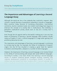 English is now the language of global business, or the lingua franca. The Importance And Advantages Of Learning A Second Language Free Essay Example