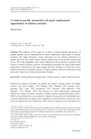 Pdf A Context Specific Perspective Of Equal Employment Opportunity In Islamic Societies