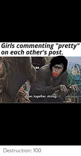 Check spelling or type a new query. Girls Commenting Pretty On Each Other S Post Apes Together Strong Destruction 100 Girls Meme On Ballmemes Com