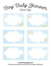 A baby shower can really help mom feel special and loved, which is just what she needs when expecting a new baby! Free Printable Boy Baby Shower Name Tags The Template Can Also Be Used For Creating Items Like La Baby Shower Labels Baby Boy Shower Baby Shower Souvenirs Boy