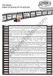 Very Easy Worksheet About Types Of Films Film Genres Film Genres
