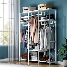 Of shelf space and 9 ft. 35 Mo Finance Tribesigns Freestanding Closet Organizer White 3 Rod Abunda
