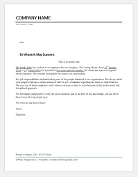Good moral character reference letter template. Employee Character Certificates Ms Word Word Excel Templates
