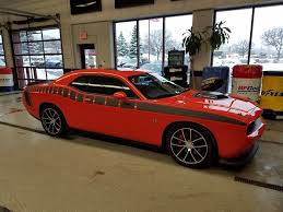 Black And Red Challenger Flat Black Strobe Side Decals Installed On A Red Dodge Challenger For Orchardchrysler Laidnotsprayed Dodge Challenger Challenger Mopar