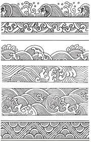 Arbuya Chinese Japanese Retro Style Ocean Waves Borders Lines Clouds Stamps  Scrapbook Diy Photo Album Cards Rubber Stamp Clear Stamps Transparent Stamp  | Japanese Tattoo Art, Wave Drawing, Art Tattoo