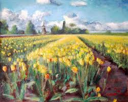 Oil painting flowers dandelion, cornflower, daisy in fields. Yellow Field Landscape Painting With Flowers Combination Art Collectibles Kromasol Com