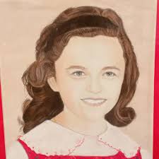 Mid 20th Century Portrait Painting of Young Girl in Red and Ruffles by  Artist John Potts