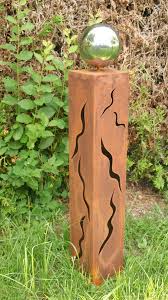 Hierzu müssen einige pflastersteine samt untergrund wieder entfernt werden. Gartendeko Shop Garten Rost Saule Axel 80cm Mit Edelstahlkugel