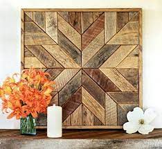 Amazon Com Reclaimed Wood Star Quilt Block Wall Art 26 Inch Handmade Wood Quilt Block Wood Wall Art Wood Art