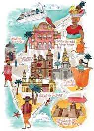 Map Of Cartagena For National Geographic Traveller Copyright Tilly Aka Running For Crayons Map Mapillustration Ill Illustrated Map Colombia Map Cartagena