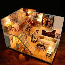 Assemble Diy Doll House Toy Wooden Miniatura Doll Houses Miniature Dollhouse Toys With Furniture Led Lights Birthday Gift Wooden Dolls House Furniture Wooden Dollhouse Diy Dollhouse