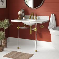 Exceptionally elegant and sophisticated, our marble brass accessories have been crafted from luxe marble with brass inlay to radiate spectacular opulence. Kingston Brass Carrara Marble 36 Single Bathroom Vanity Set Wayfair