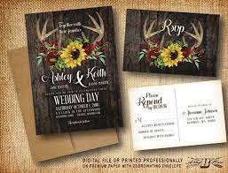 Deer Antler Wedding Invitation Rsvp Fall Invitations Vintage Maroon Floral Sunflower Invite Rustic Invites Printed Or Printable Fall Wedding Invitations Country Wedding Invitations Deer Wedding