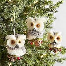 Bird Christmas Tree Ornaments Pier 1 Imports Tree Ornament Natural Owl Box Set Bird Forest Animal New Ebay Woodland Christmas Ornaments Holiday Owl Woodland Christmas Tree