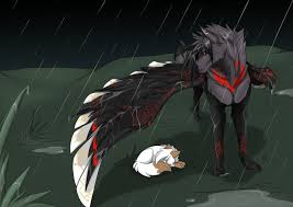 A War Happened And Killed Cloud Now There Is Only Sky And Wing Left Wolf Spirit Animal Anime Wolf Drawing Cartoon Wolf