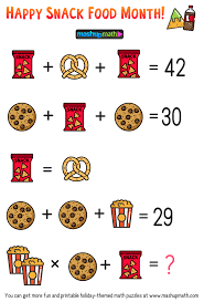 Maybe you would like to learn more about one of these? Free Math Brain Teaser Puzzles For Kids In Grades 1 6 To Celebrate Snack Food Month Mashup Math